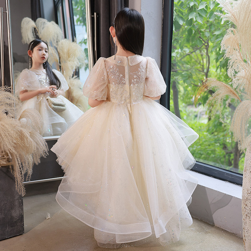 花童婚礼小女孩晚礼服儿童公主裙高端钢琴演奏女童生日主持人秋季