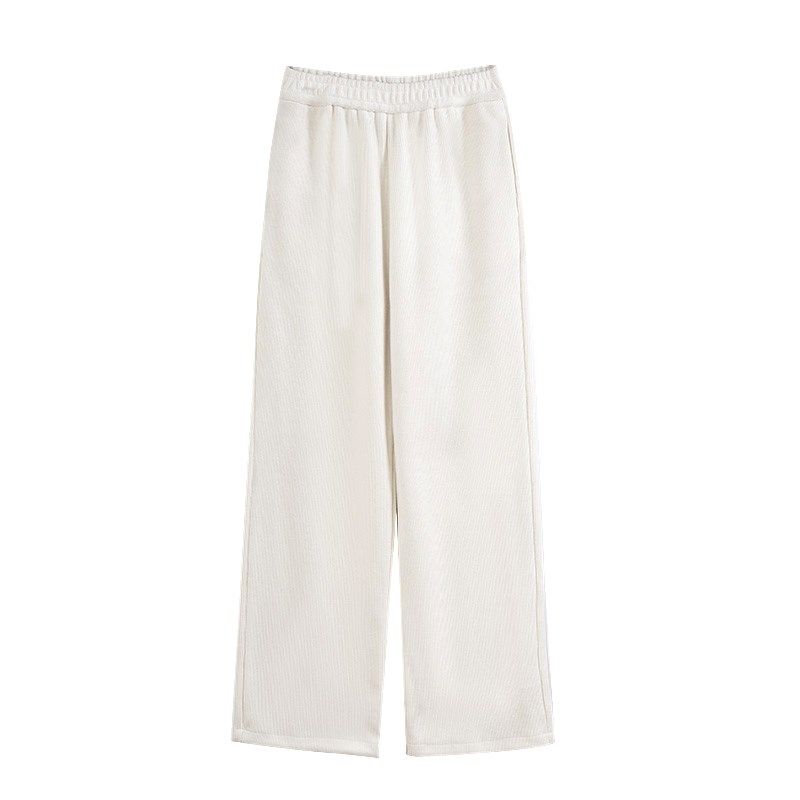 留下1992 秋冬针织欧棉绒阔腿裤女高腰垂坠显瘦保暖宽松直筒裤女,女装/女士精品,休闲裤,淘宝优惠券,粉丝福利购,淘宝优惠卷