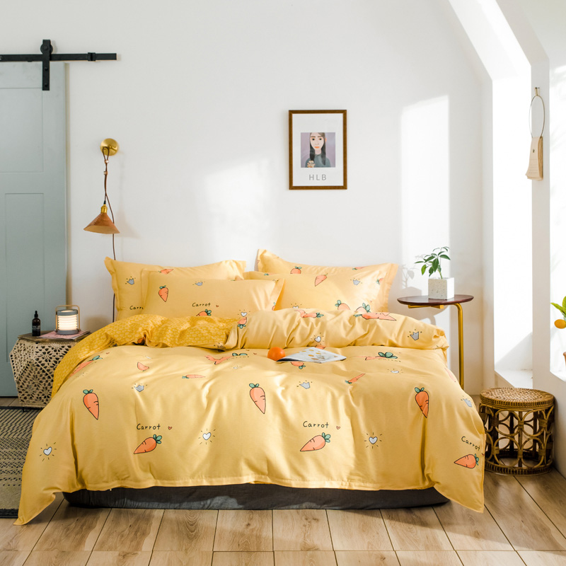 全棉床单式四件套简约韩式纯棉床上用品被套4件套双人1.2m1.5m1.8