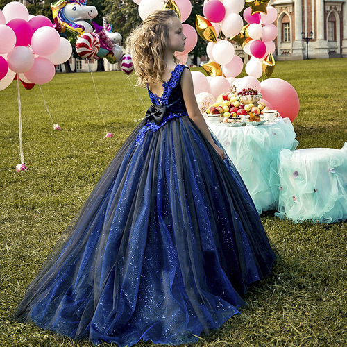 2025新款儿童晚礼服气质女童中大童模特走秀公主裙小主持人演出服