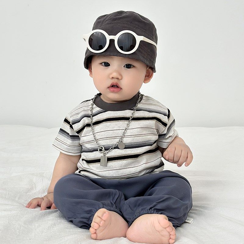 男童T恤套装夏装小童装夏季短袖长裤婴儿夏款防蚊裤宝宝薄款衣服