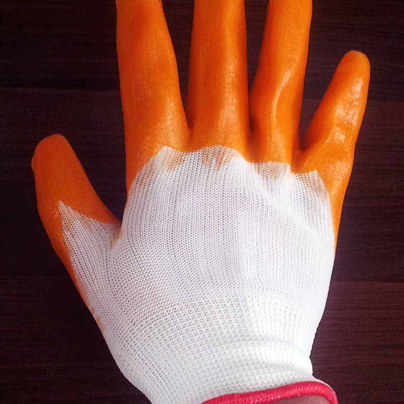 PVC大半挂手套全指/加厚尼龙涂胶 牛筋防护劳保防割手套/包邮