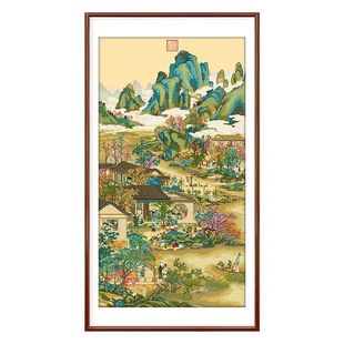 雍正十二月九月十字绣2022新款绣线客厅名画山水风景玄关手工竖版