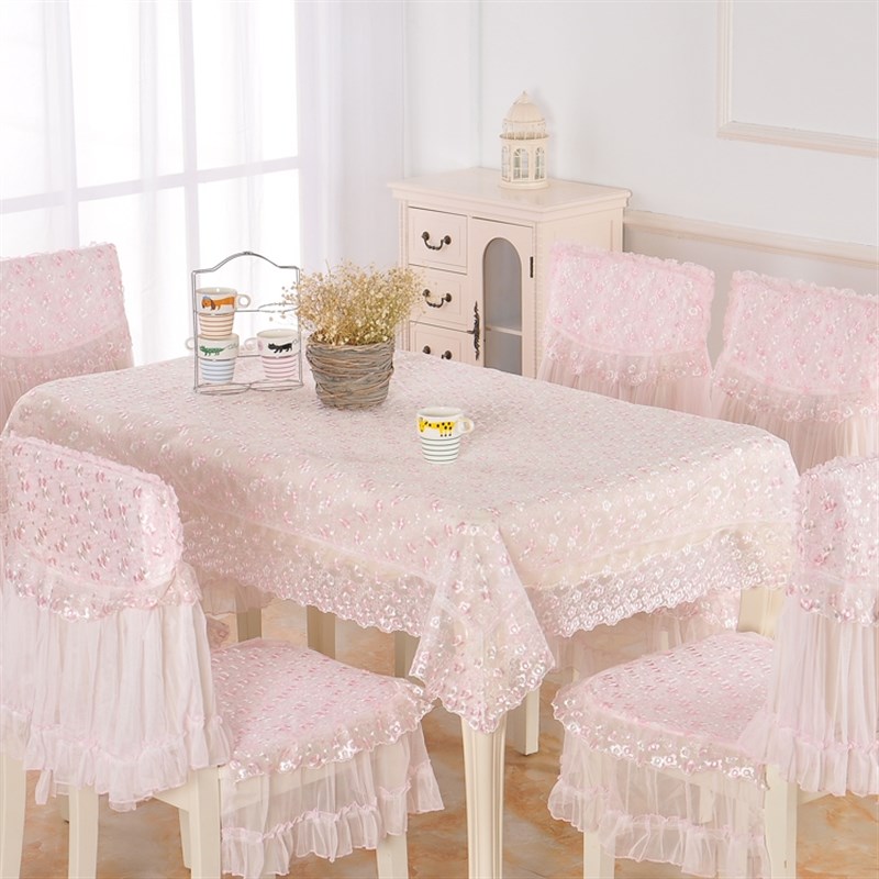 桌面装饰布餐椅套椅垫套装美甲桌布蕾丝餐桌椅组合套罩简约时尚