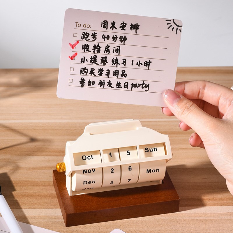 转轮万年历提醒牌2025万年历备忘录旋转小台历行程记录创意桌面摆
