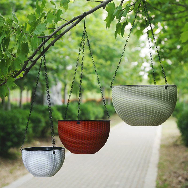 阳台悬挂式吊兰花盆塑料藤编加厚吊篮盆绿萝常春藤懒人自吸水吊球,鲜花速递/花卉仿真/绿植园艺,花盆,淘宝优惠券,粉丝福利购,淘宝优惠卷