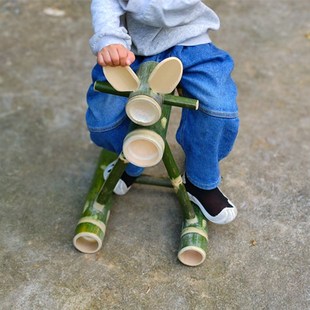 竹筒摇摇马玩具单人竹马木马竹子玩教具幼儿园儿童户外游戏器材