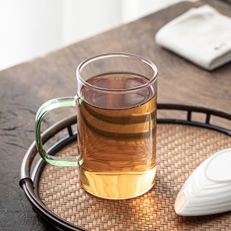 馨玉坊透明耐热玻璃杯家用带把喝水杯茶杯套装加厚大容量牛奶杯