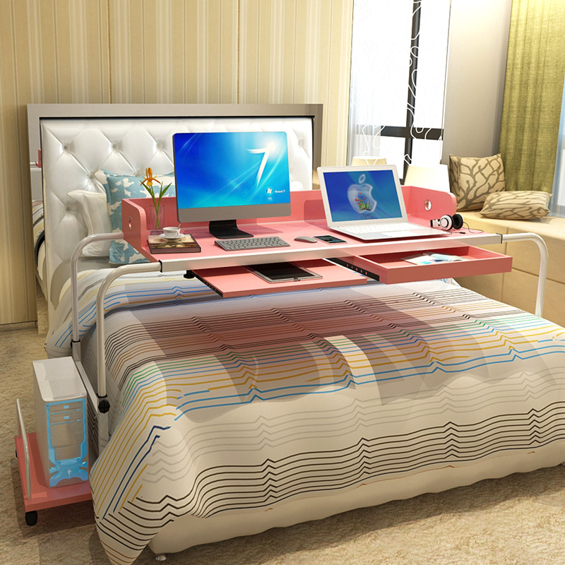 简约床上伸缩笔记本台式家用双人懒人书桌可移动升降跨床电脑桌子