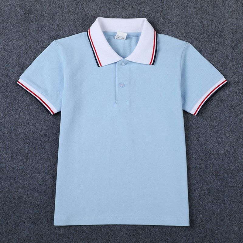 儿童POLO衫夏季童装校服短袖T恤浅蓝白领男童女童班服小学生上衣,童装/婴儿装/亲子装,儿童POLO衫,淘宝优惠券,粉丝福利购,淘宝优惠卷