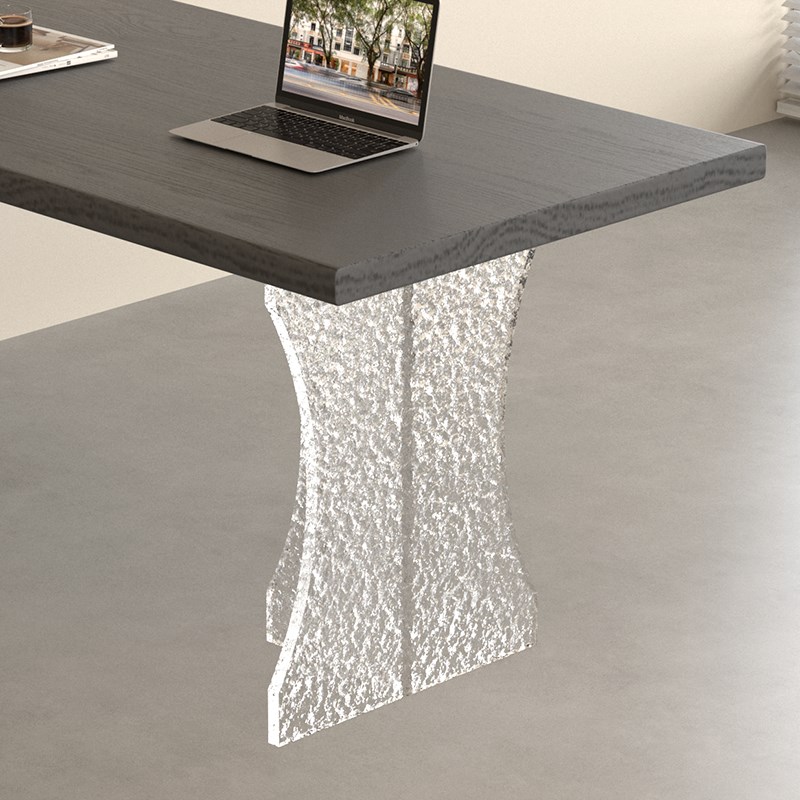 水波纹桌腿定制渐变石头纹亚克力高透明桌角岛台餐桌悬浮支架工厂