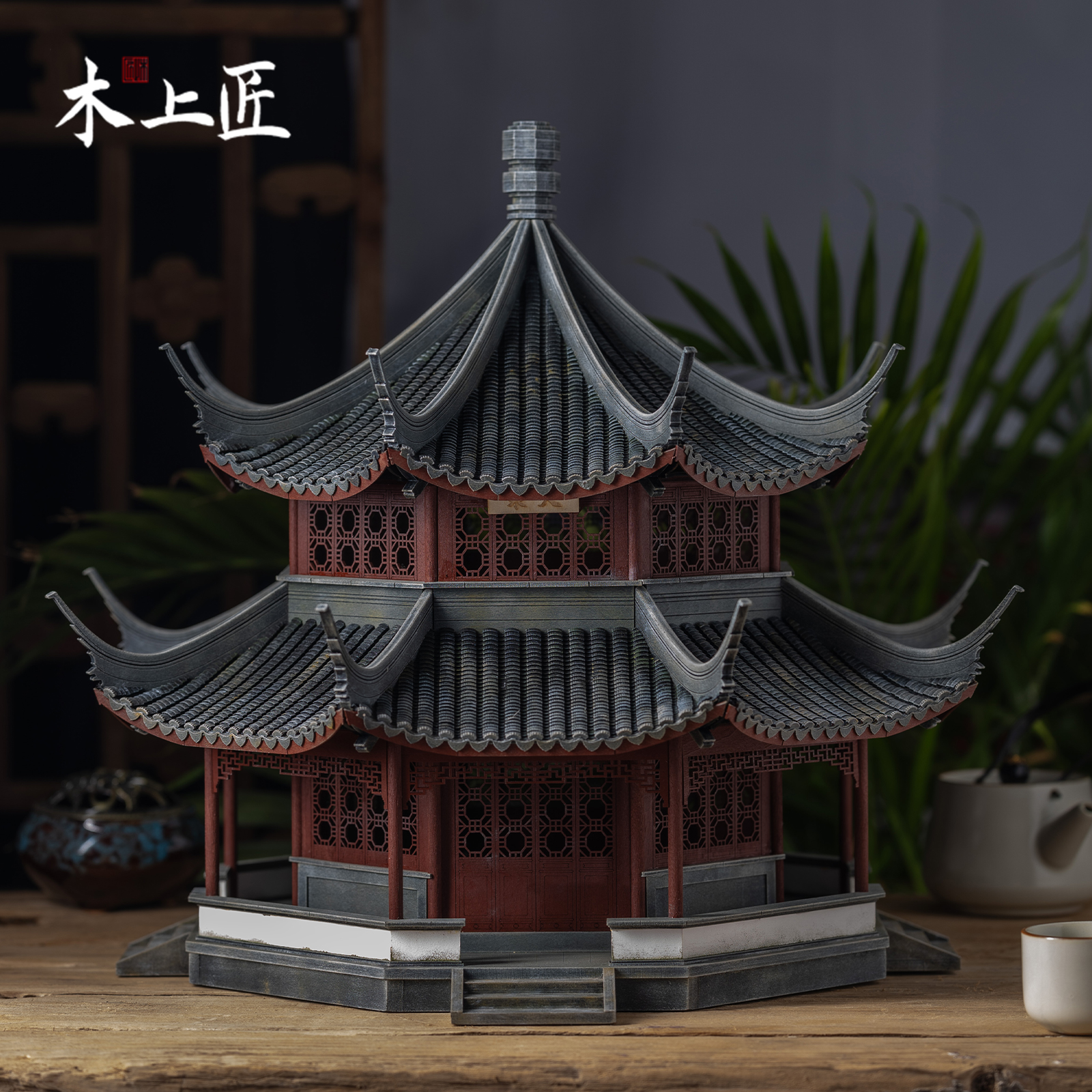 苏州拙政园天泉亭木质成品模型