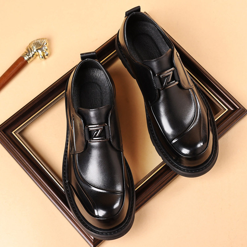 VOGUE男士商务休闲单鞋真皮大头