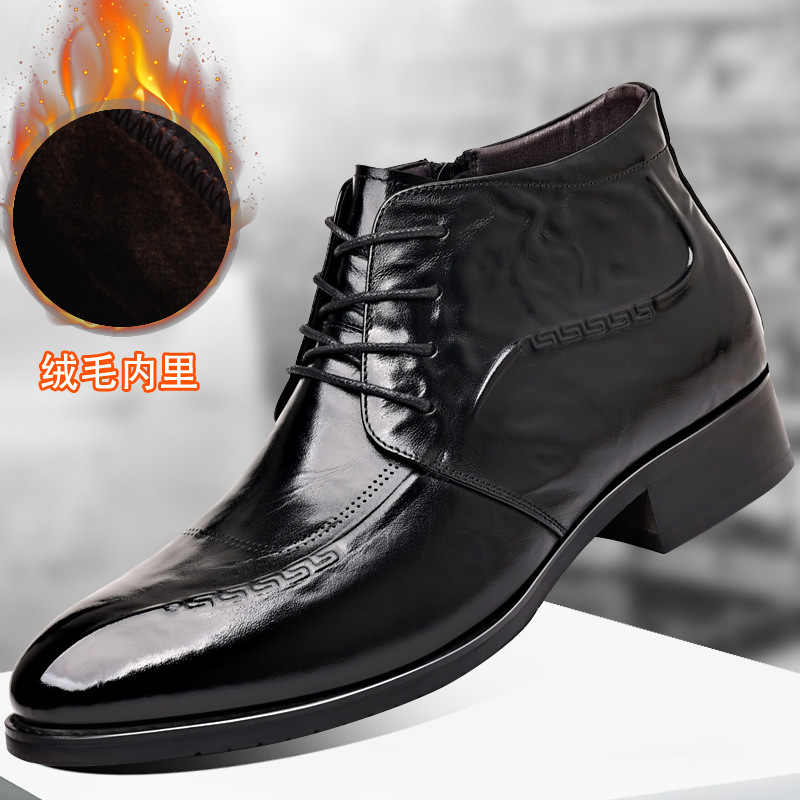 尚千潮漫棉鞋高帮真皮加绒保暖