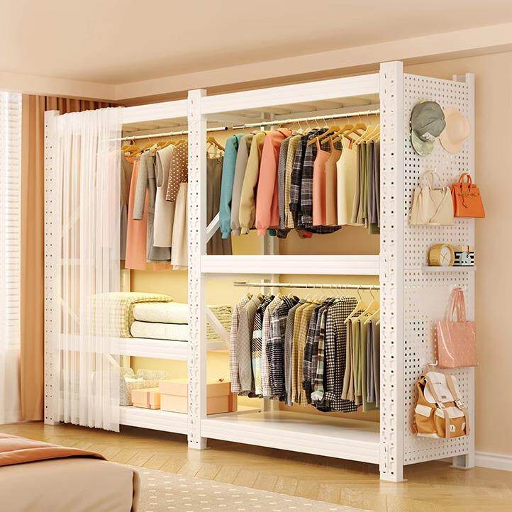 货架衣柜开放式组装衣架家用卧室落地衣橱简易出租房洞洞板衣帽架