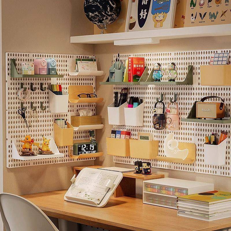 洞洞板置物架免打孔挂墙上挂板书桌桌面收纳宿舍神器墙壁办公室