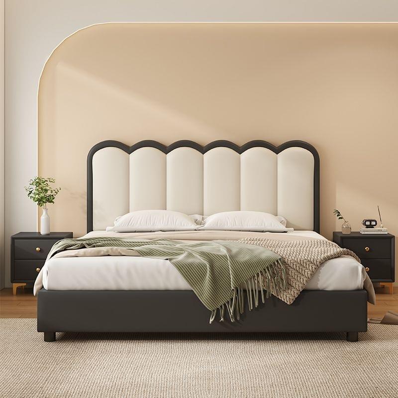 实木床家用主卧2米大床波浪床1.8m双人床简约1.2米单床架出租房床