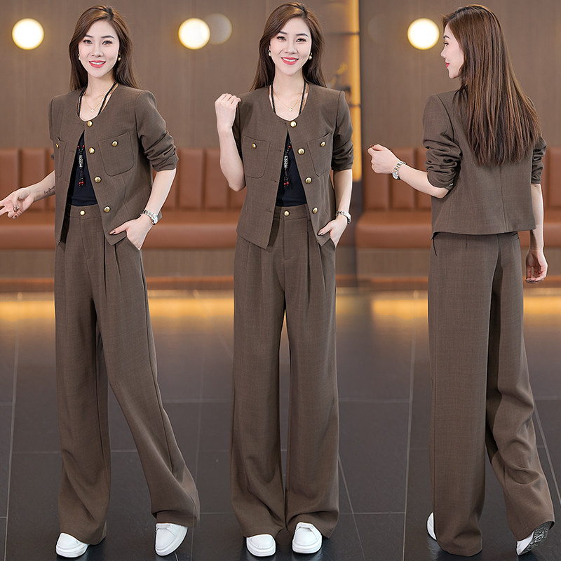 小香风时尚套装女2025春秋新款洋气减龄外套高腰阔腿裤显瘦两件套,女装/女士精品,时尚套装,淘宝优惠券,粉丝福利购,淘宝优惠卷