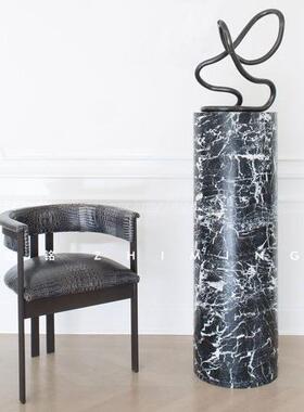 工艺品装饰品客厅房子入口酒店石板装饰圆柱天然大理石雕刻桌座