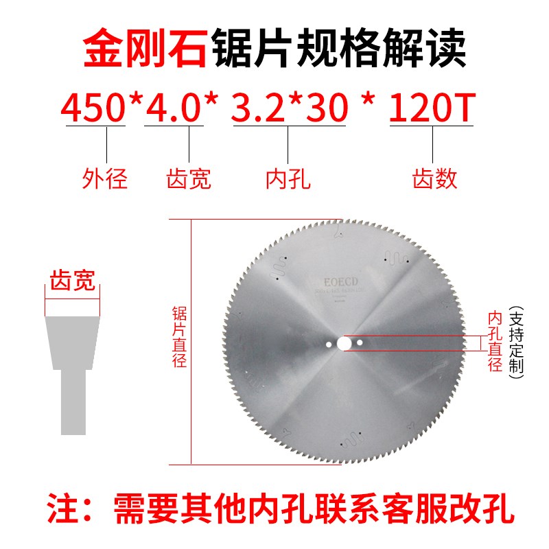 锯铝材锯片双头锯断桥铝门窗金刚石铝合金锯片推台PCD裁板锯500