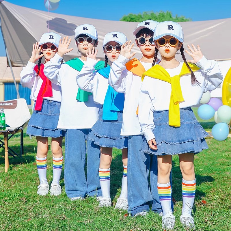 儿童啦啦队演出服小学生运动会开幕式方阵入场服装幼儿园合唱班服