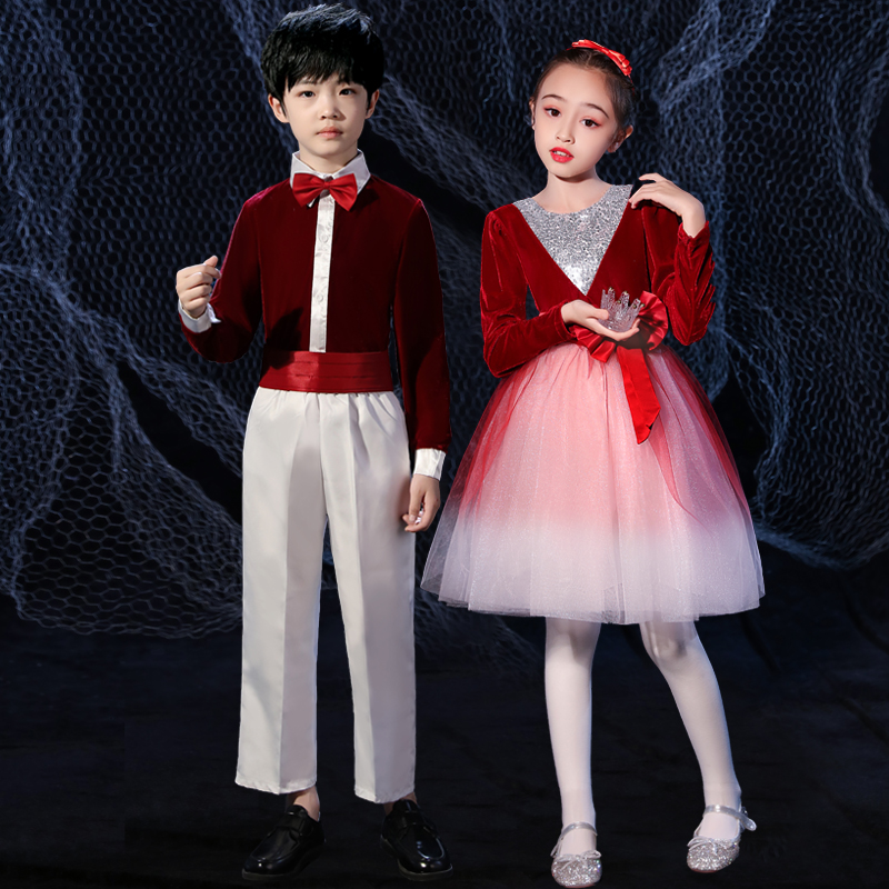 十一儿童合唱服演出服女童舞蹈服中小学生诗歌朗诵表演服装运动会