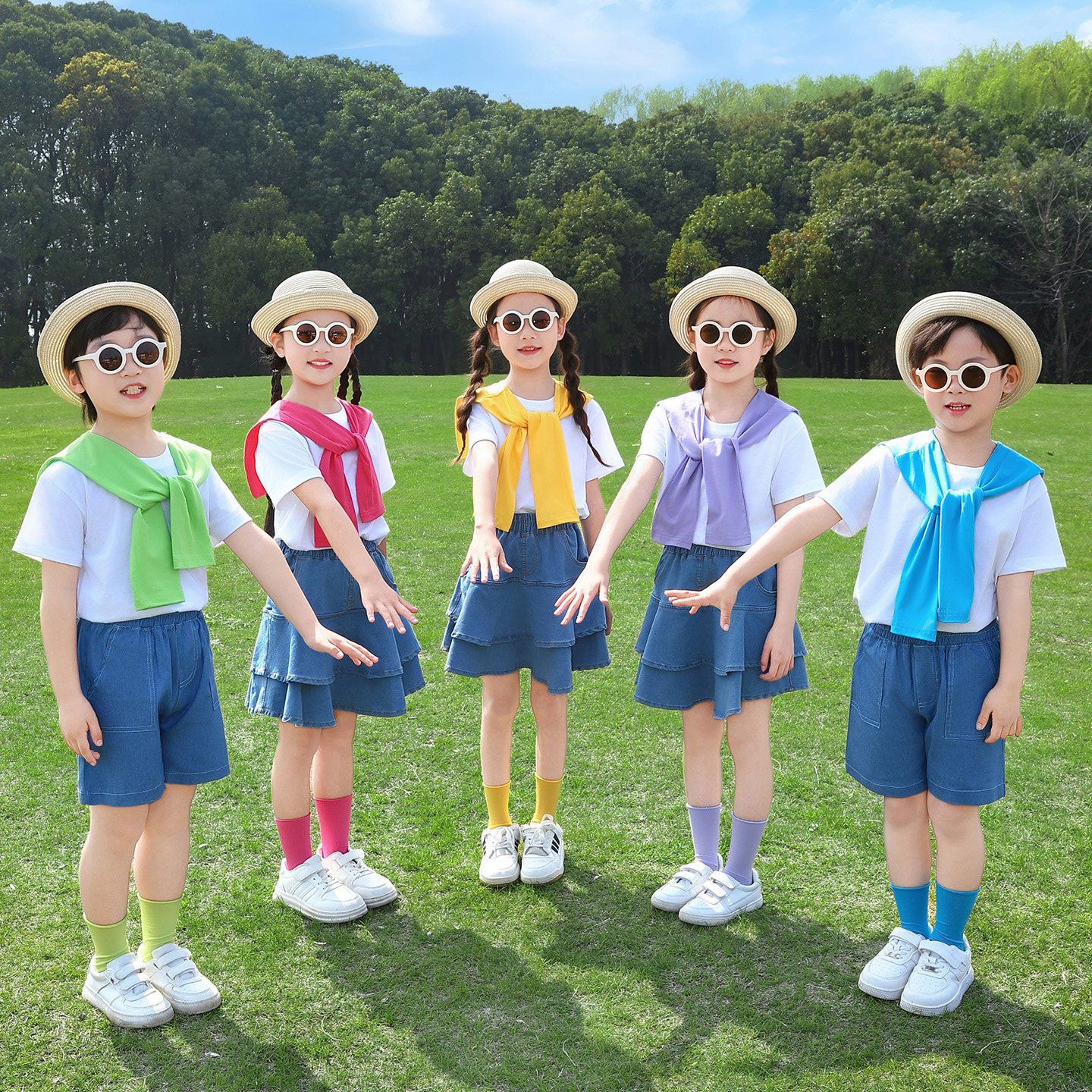 六一儿童演出服幼儿园合唱运动会小学生啦啦队牛仔毕业照表演班服