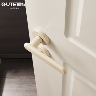 xy卡其米色室内卧室房门锁家用通用型磁吸静音极简木门把手锁