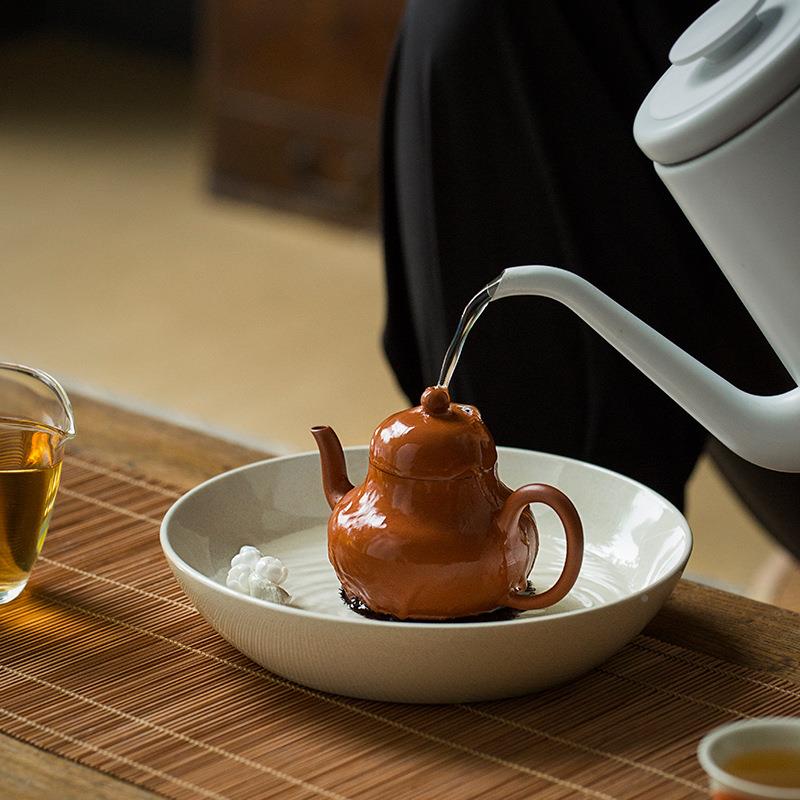 草木灰花壶承干泡台陶瓷茶养道日式蓄水壶10茶茶托底承座梅禅意