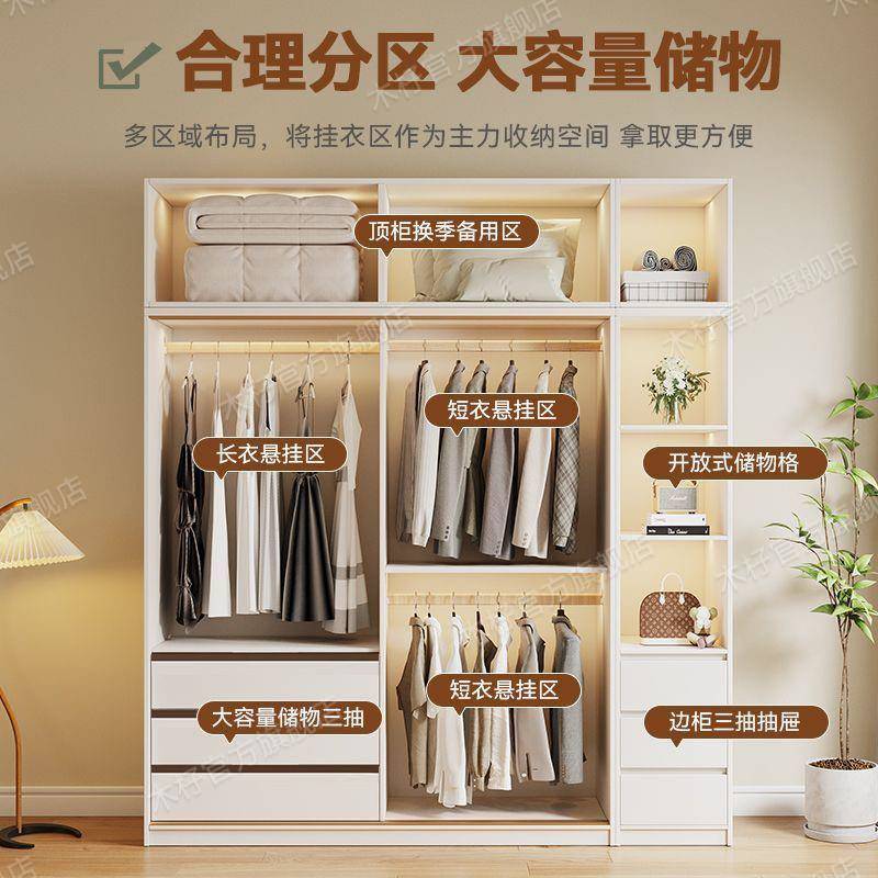 dp物p实木衣柜家用卧室推门柜拉子简易储柜纳柜小收户型出租GCU屋