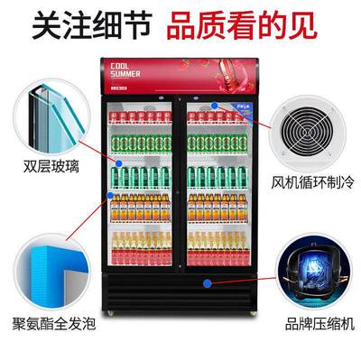 冷藏展商示柜饮料柜立式228用冰箱单门保鲜柜双冰啤门酒柜饭店超