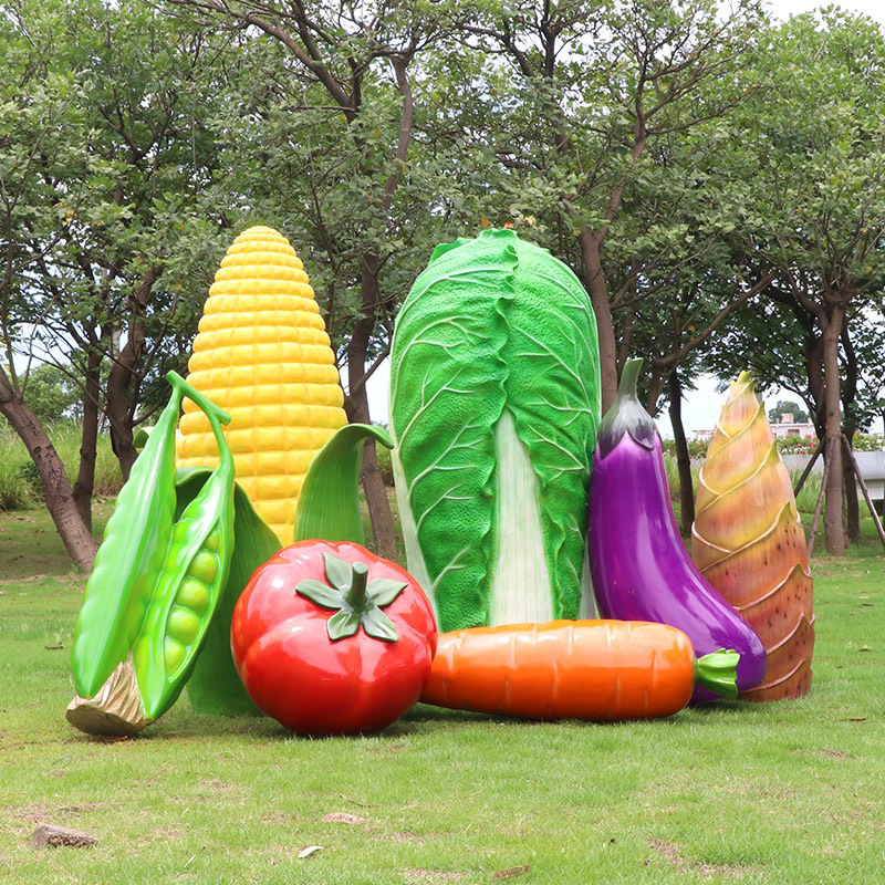 玻璃钢仿真水果蔬菜落地摆件户外大型南瓜草莓白菜雕塑农场装饰品