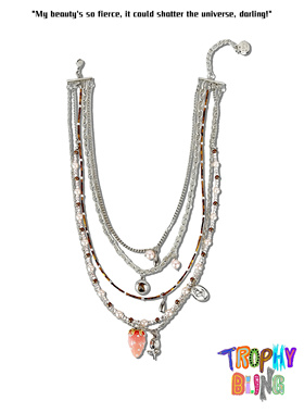 TROPHYBLING丨草莓拿铁粉色多层叠链项链