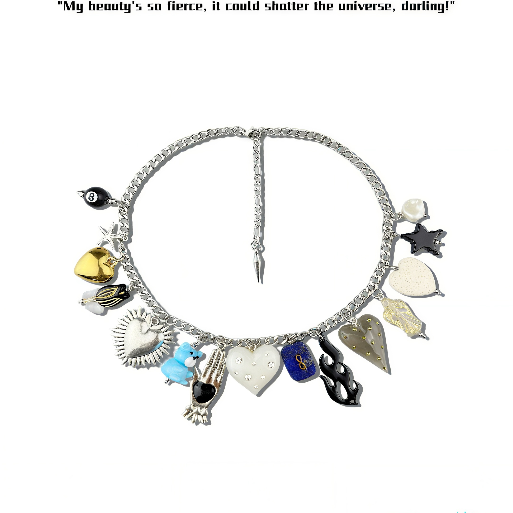 TROPHYBLING丨鬼马爱心小熊极繁挂坠金属项链