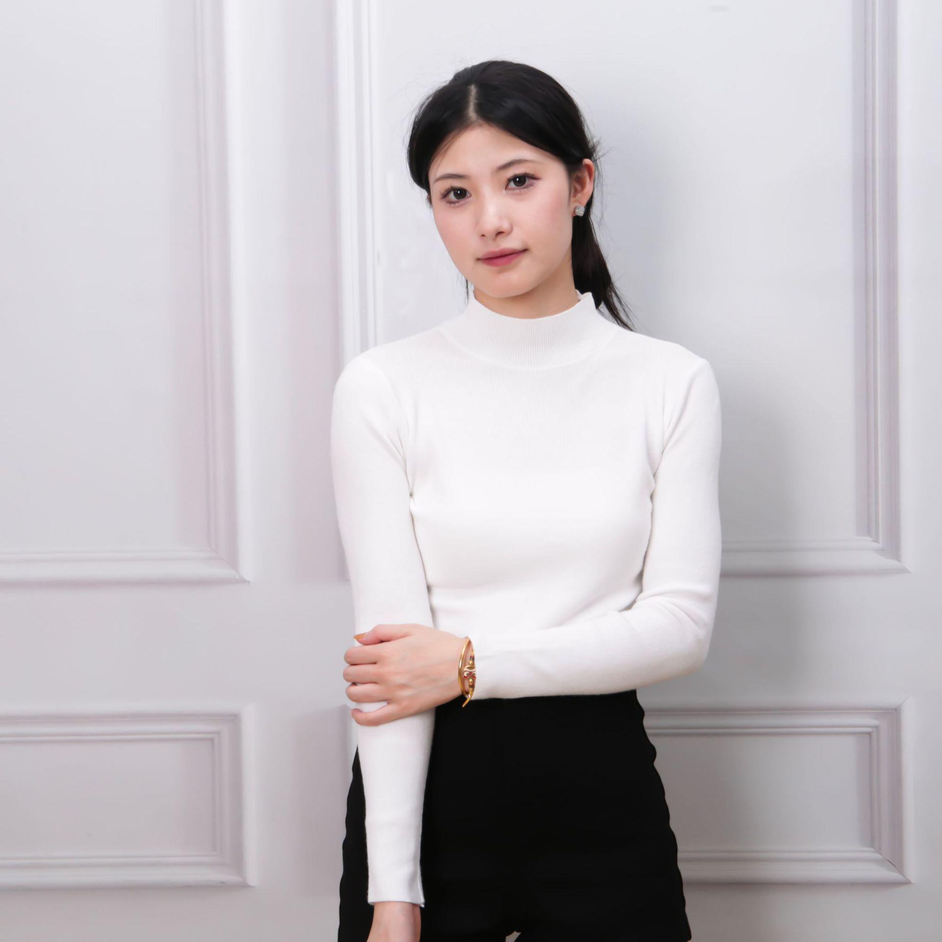 za家毛衣女半高领打底衫冬季内搭打底上衣保暖羊毛衫可外穿羊绒衫