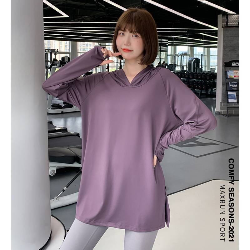 瑜伽服连帽健身服春秋显瘦大码运动装女跑步房宽松200斤胖MM罩衫