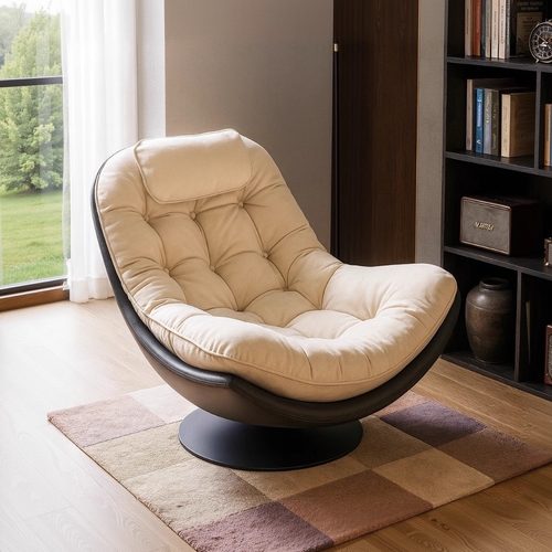 意式极简单人沙发椅旋转客厅椅