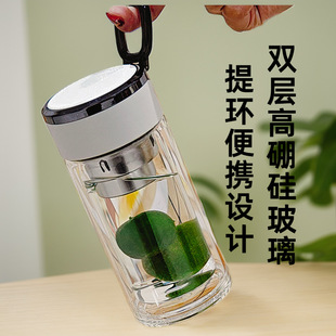 高颜值男女水杯小巧带盖家用便携杯子高级 耐高温玻璃杯2025新款