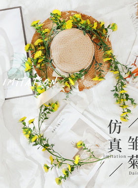 仿真花藤小雏菊条假花藤条室内空调管道缠绕遮挡墙面装饰藤蔓绿植