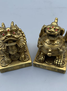 纯铜貔貅摆件招一对公母财皮丘办公室店铺纳财貔貅摆件开业招财