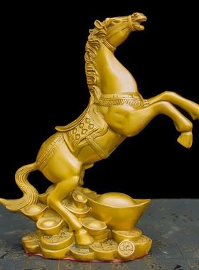 纯铜马摆件动物黄铜奔马生肖马客厅创意中式马到成功铜器装饰品