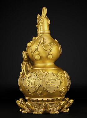 铜葫芦摆件天医葫芦铜九龟葫芦大号玄关家用乔迁开口空心九龟阵