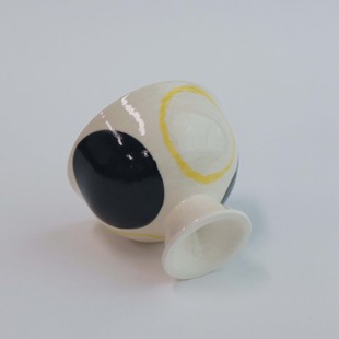 创意波点陶瓷茶杯白色黑点小茶杯单个装品茶茶具