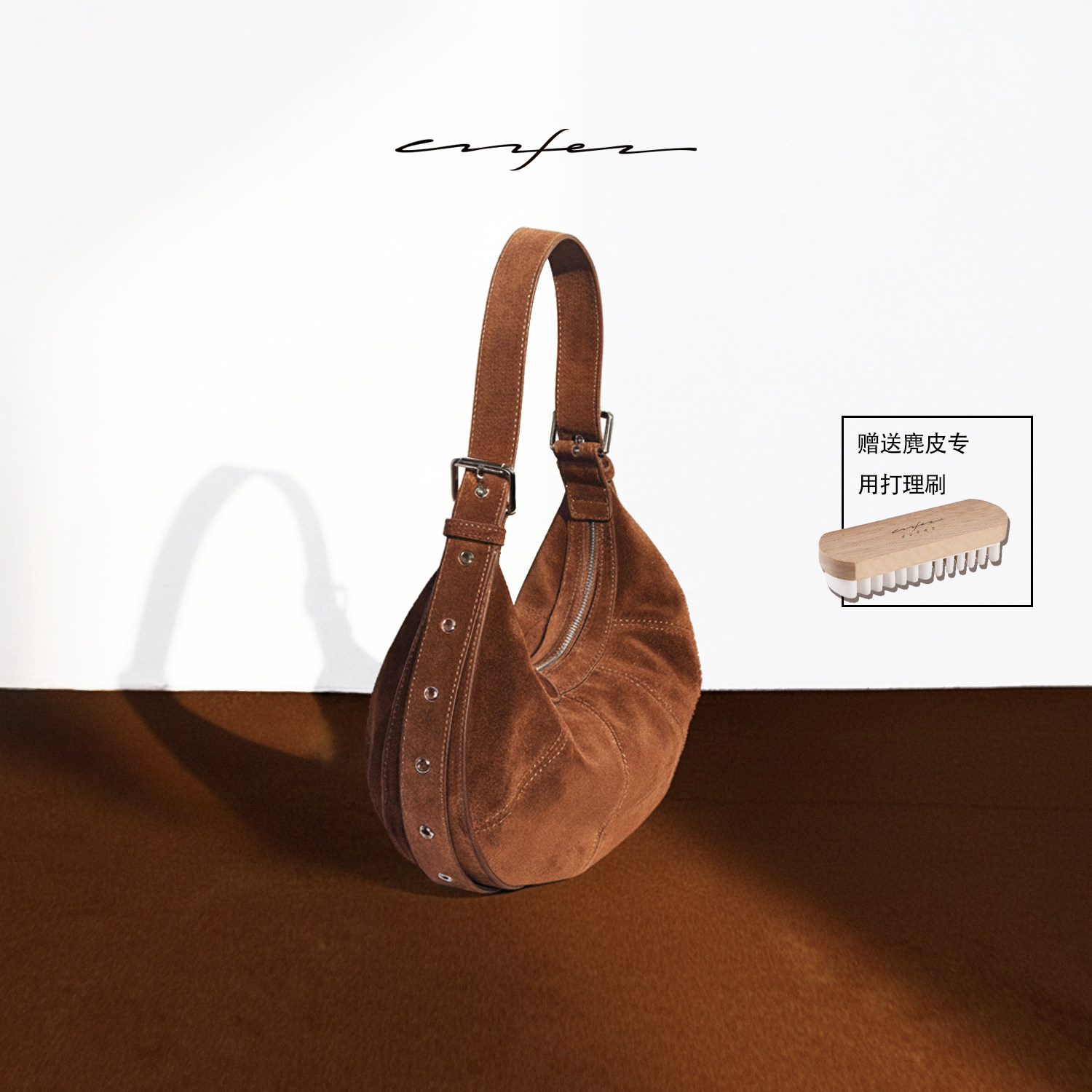 【明星同款】wufes无菲进口天鹅绒牛反绒半月牛角麂皮腋下hobo包,箱包皮具/热销女包/男包,腋下包,淘宝优惠券,粉丝福利购,淘宝优惠卷