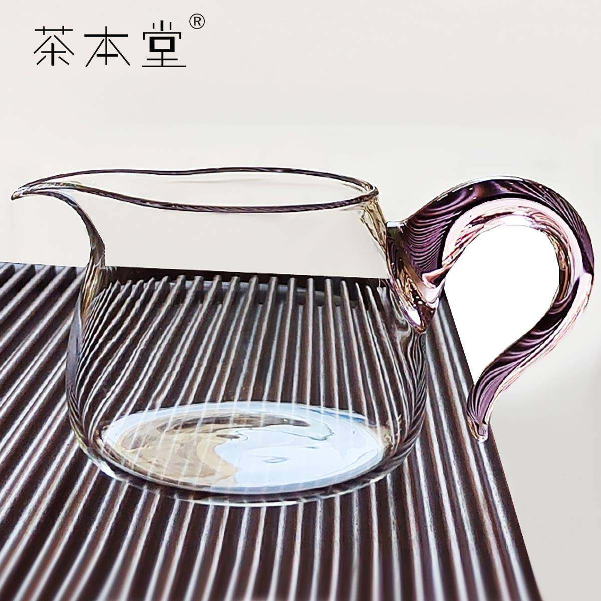 玻璃公道杯高硼硅耐热加厚加粗彩把公杯分茶器均杯大容量