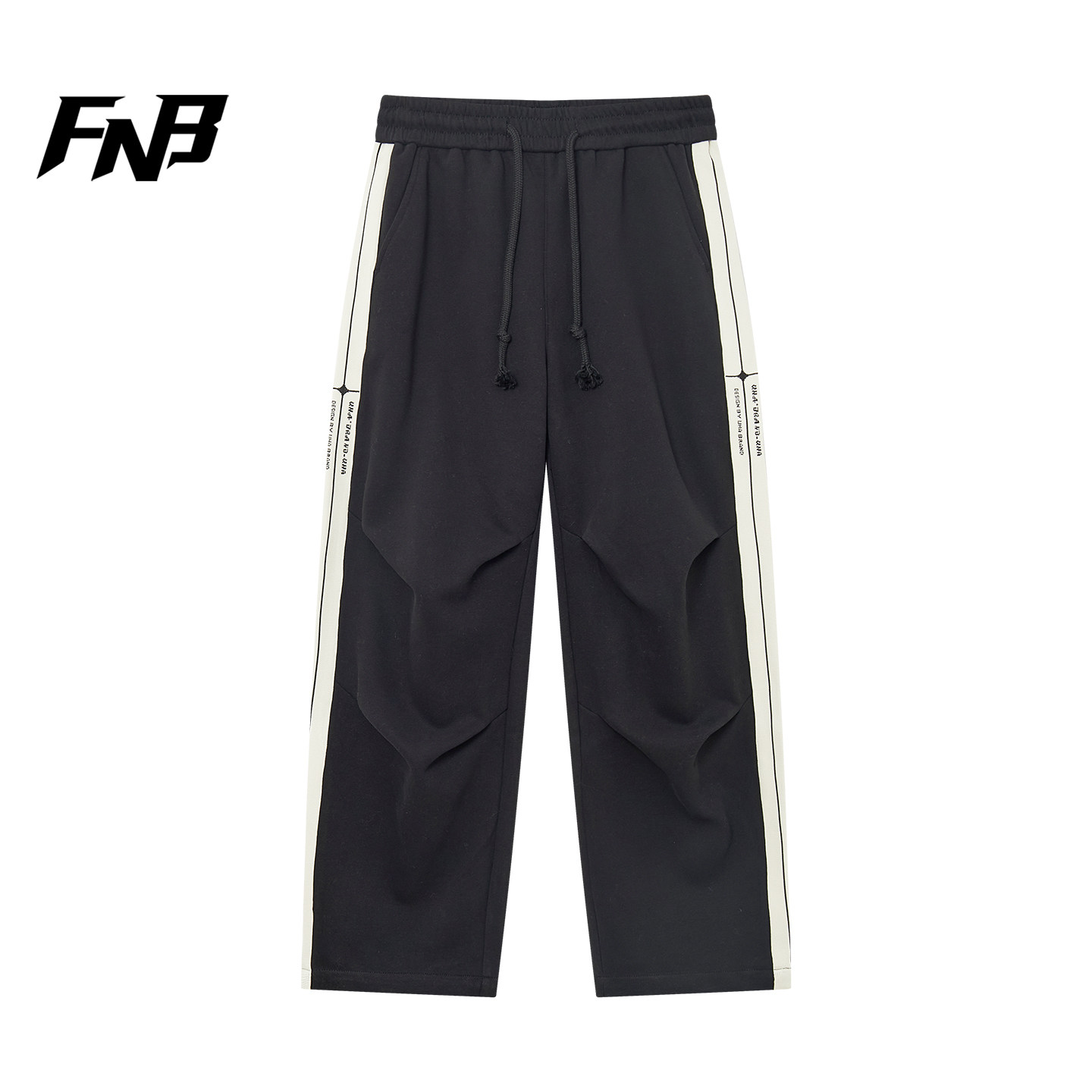FNB美式潮牌拼接条纹休闲裤加厚男女抽绳直筒阔腿裤运动裤秋冬款