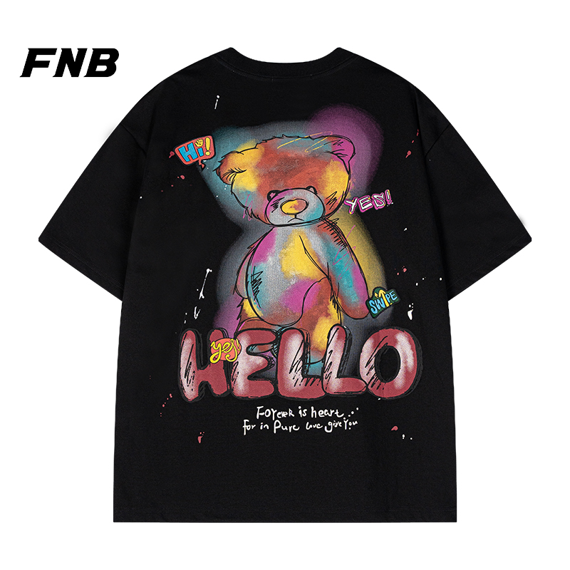 FNB美式潮牌彩绘小熊短袖T恤