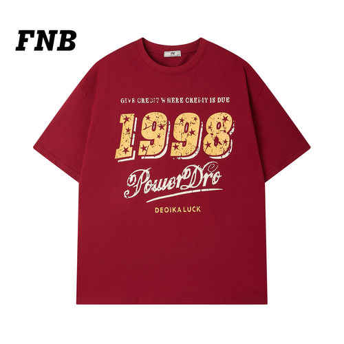 FNB美式复古做旧字母短袖T恤女