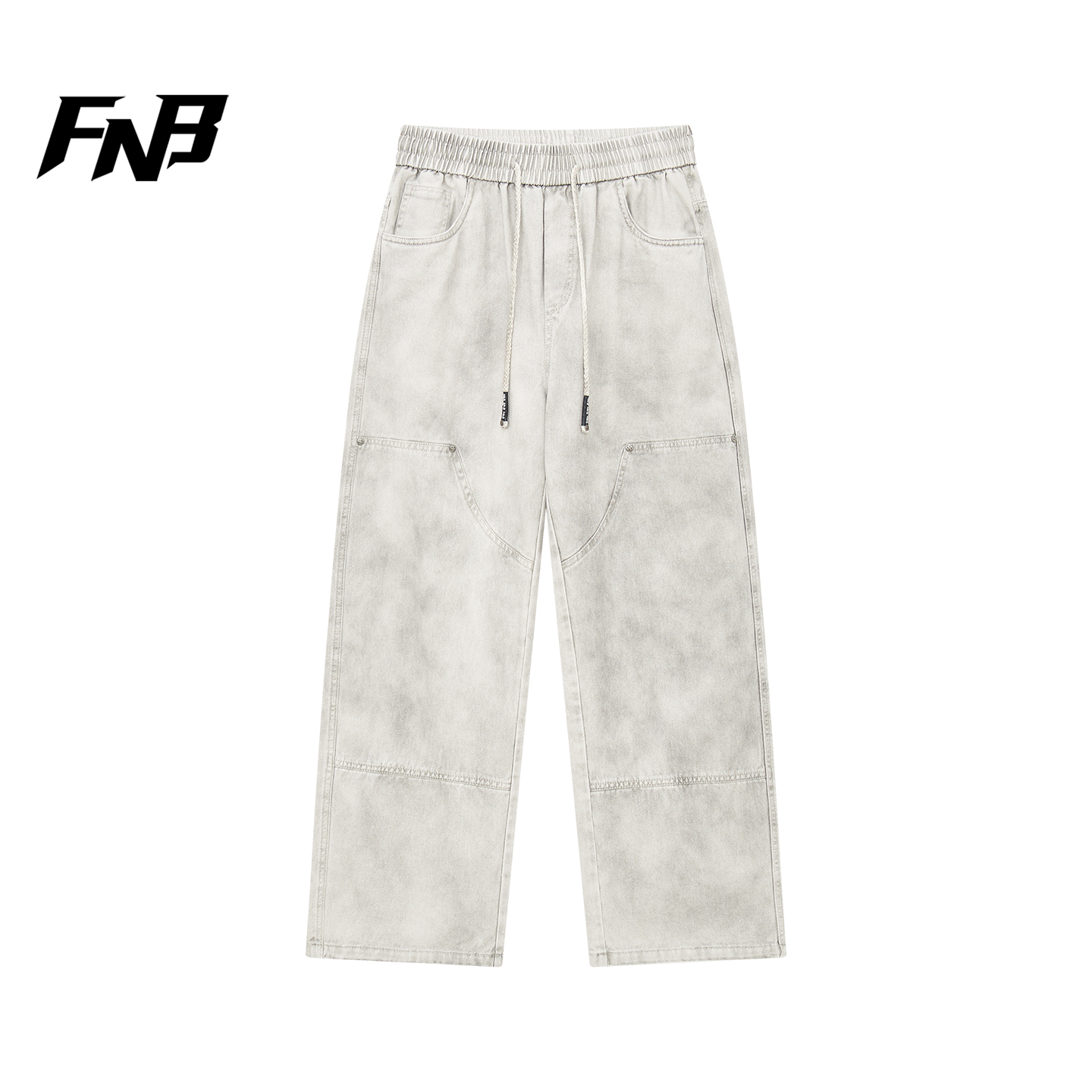 FNB美式风宽松阔腿牛仔裤男女休闲抽绳工装垂感直筒高街长裤潮牌