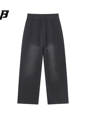 FNB美式水洗做旧街舞卫裤女高街风直筒休闲裤潮男抽绳松紧腰长裤